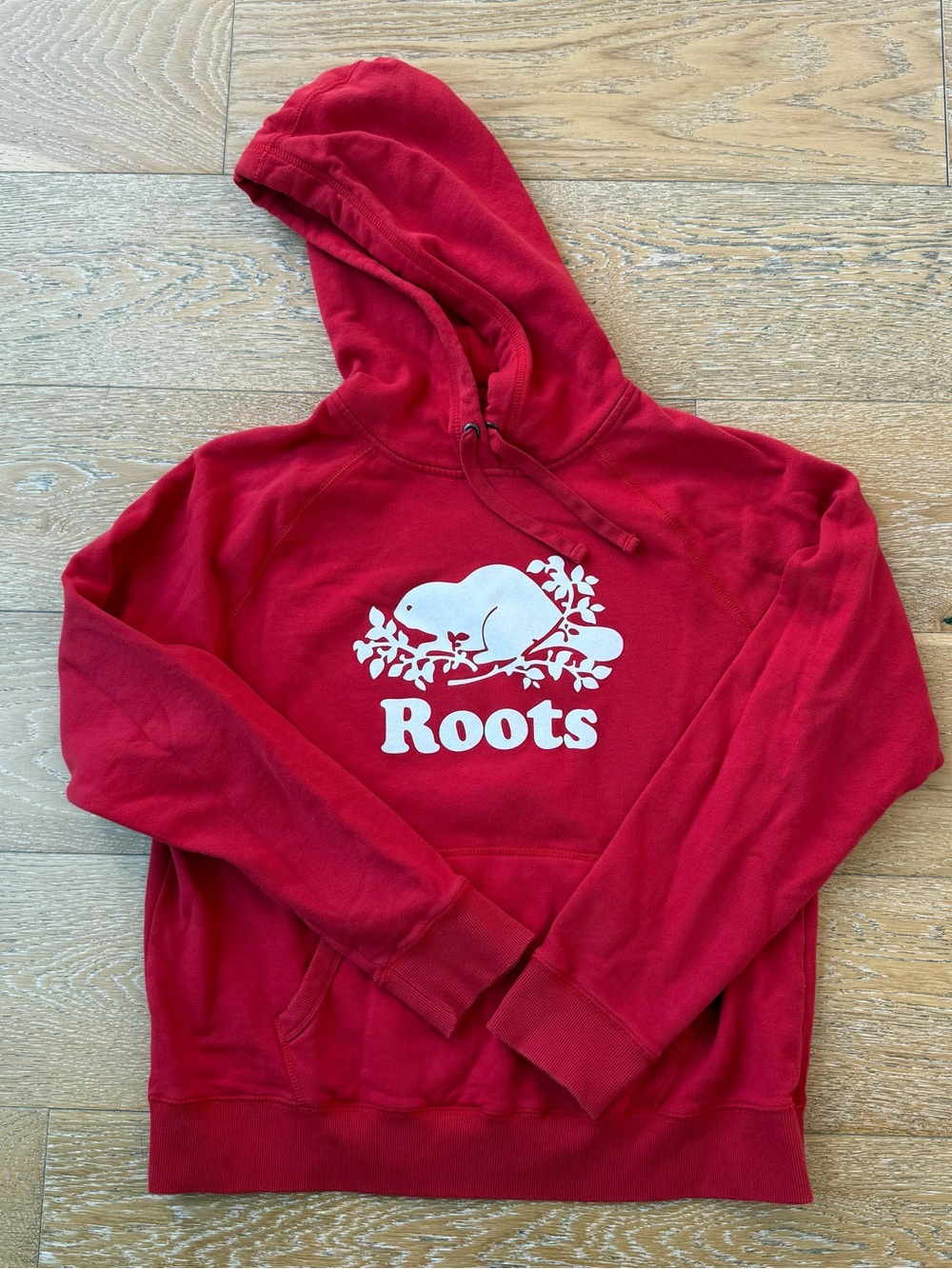 Roots Red Hoodie with White Beaver Logo